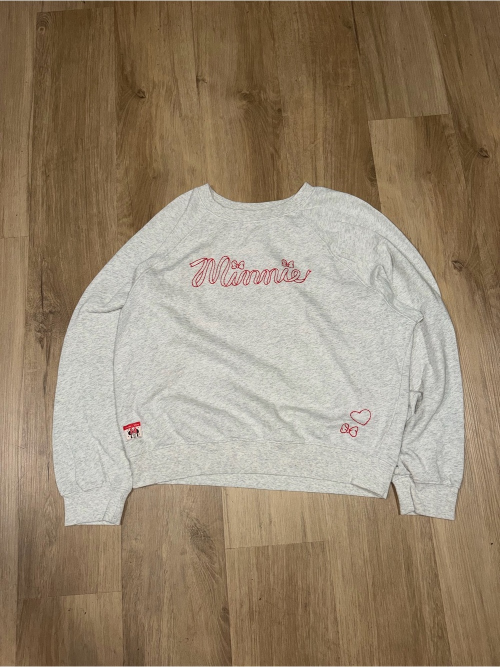 Disney Light Gray Minnie Sweatshirt with Red Embroidery